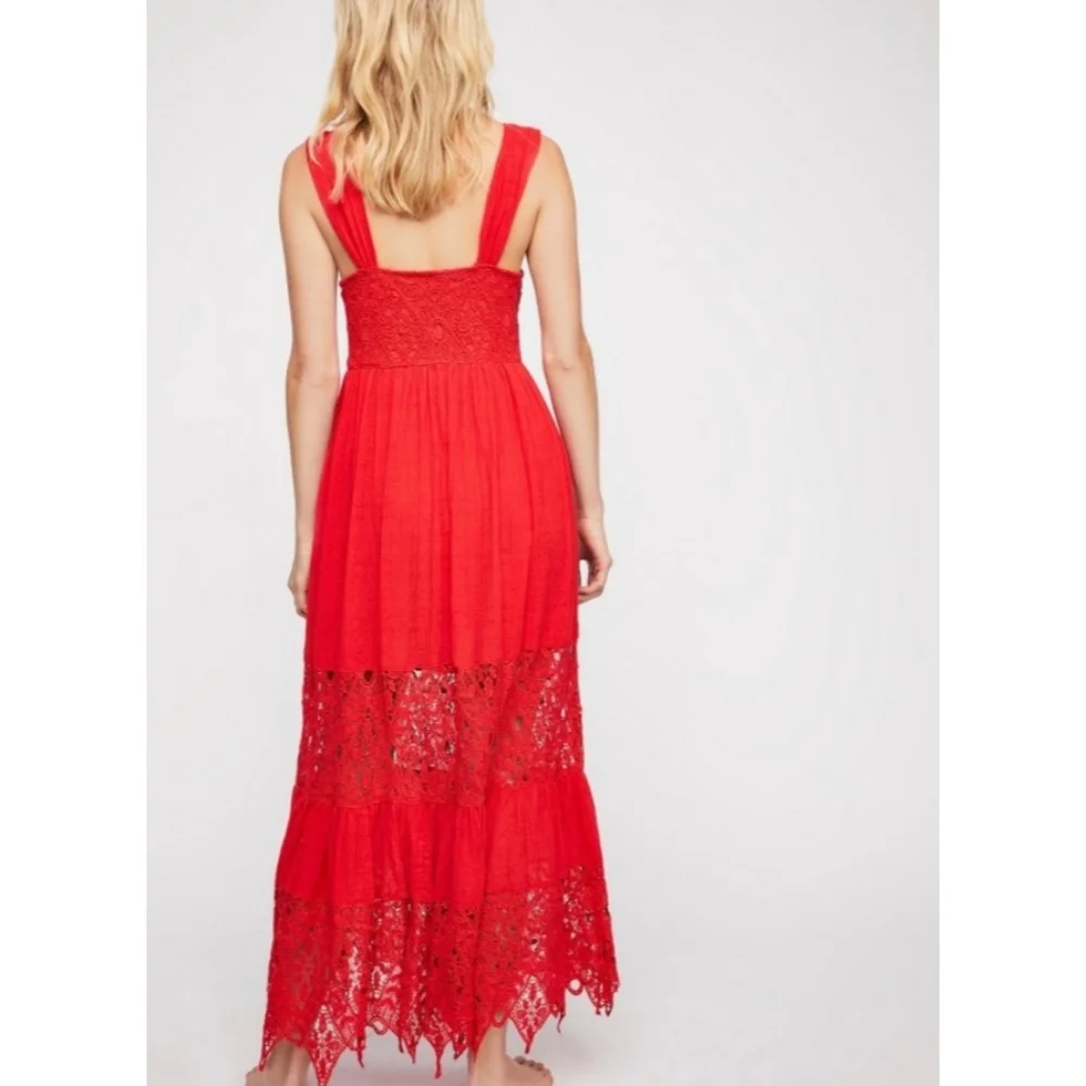 Free People Red Lace Maxi Dress